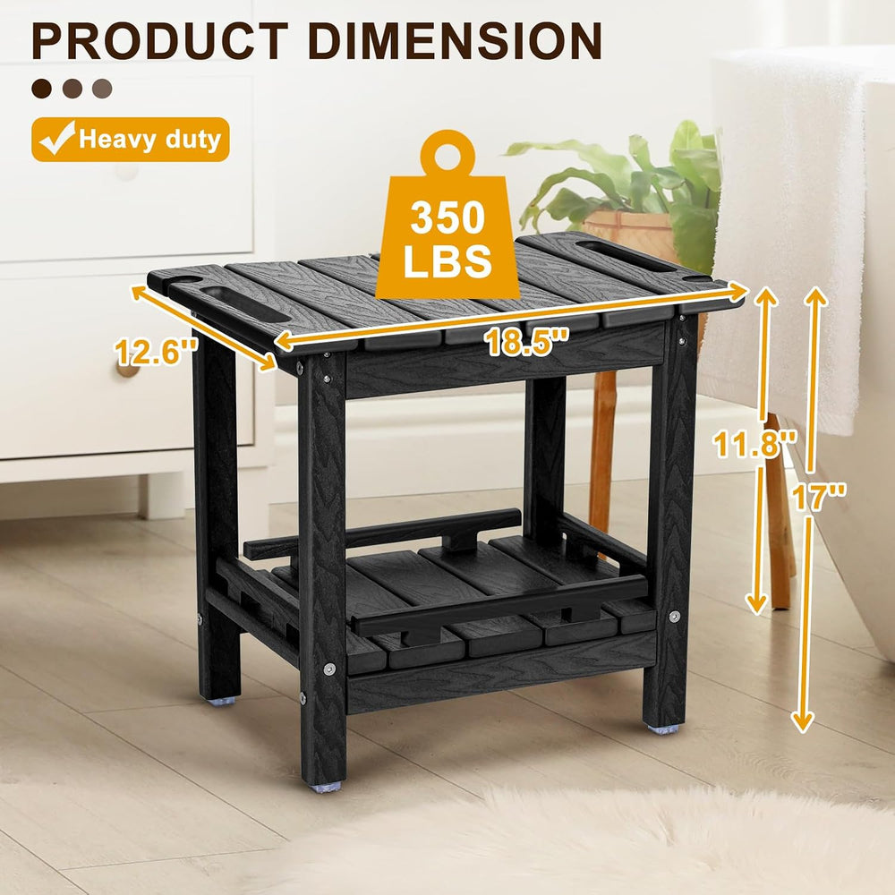 NALONE Shower Bench, HDPE Shower Stool for Shaving Legs with Handle (Black)