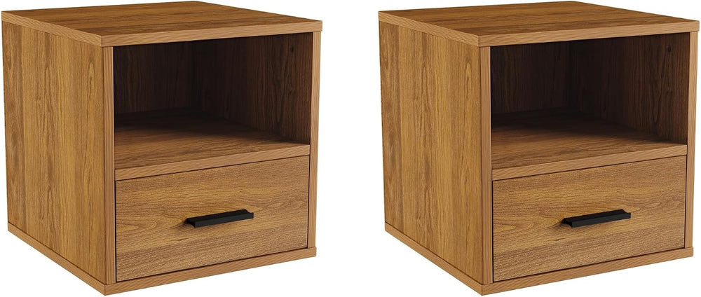 Lavish Home Side Table with Storage - Set of 2 Minimalist Modern Nightstand o...