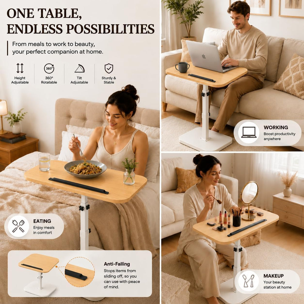 Adjustable C Table End Table, Height Adjustable 360° Swivel TV Tray Table for...