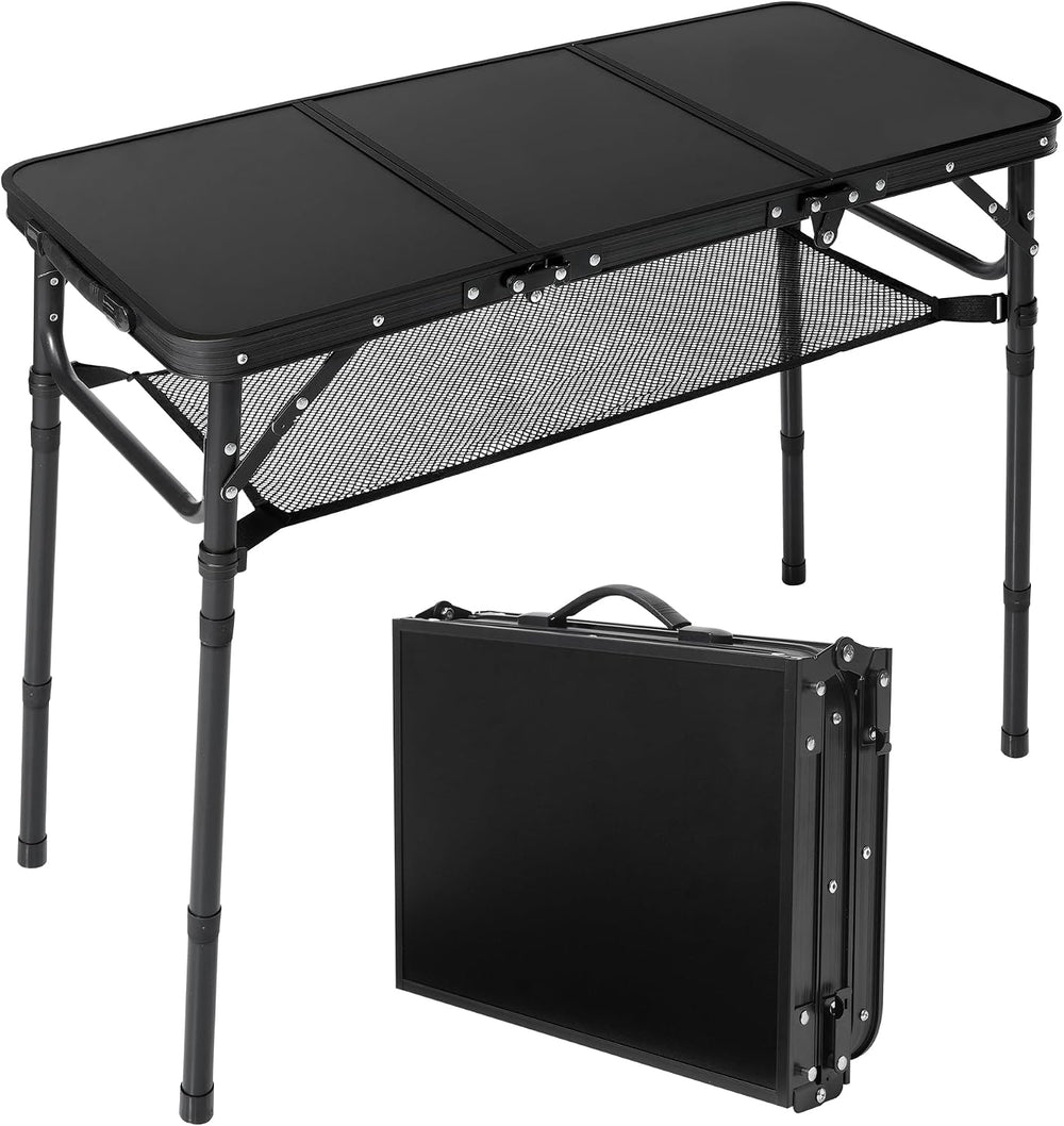 3ft Folding Camping Table with 3 Adjustable Height Max 27.3 Inch