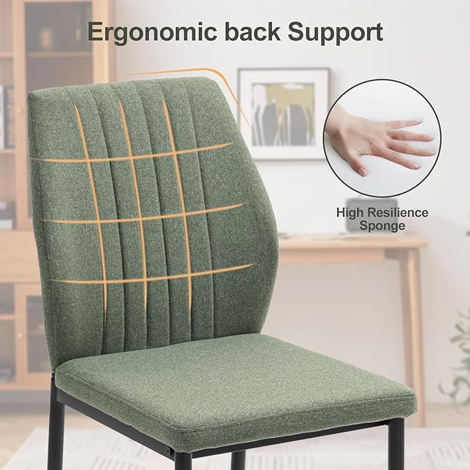 Dining Chairs Set of 4, Upholstered Wooden Dining Room Chairs, Mid Century Mo...