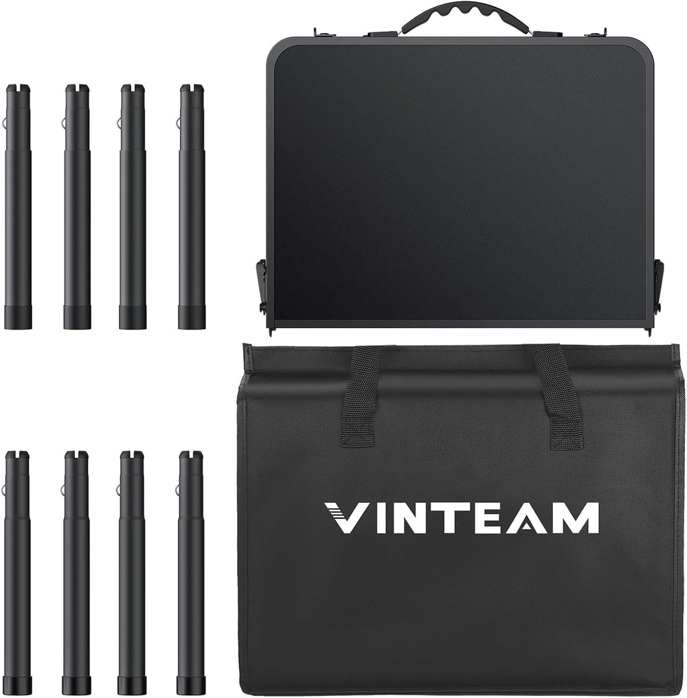 VINTEAM Camping Folding Table with Adjustable Height, Lightweight Portable Ou...