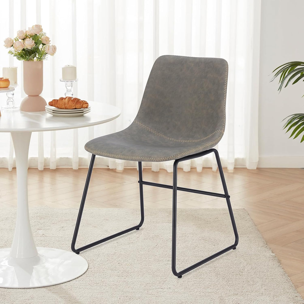 Soohow Mid-Century Modern Dining Chairs Set of 4, Faux Leather Upholstered Ki...