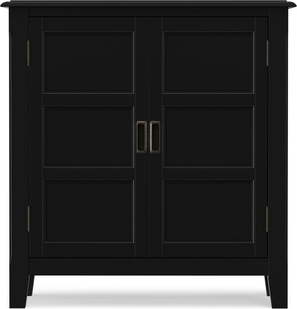 SIMPLIHOME Burlington 30" Wide Solid Wood Cabinet in Black