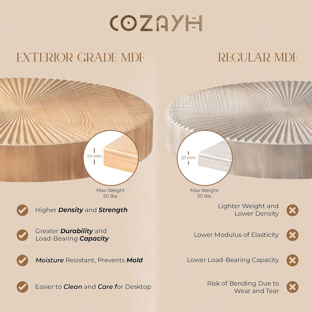 COZAYH 2-Piece Round Nesting Coffee Table Set, Natural Wood Top with Black Me...