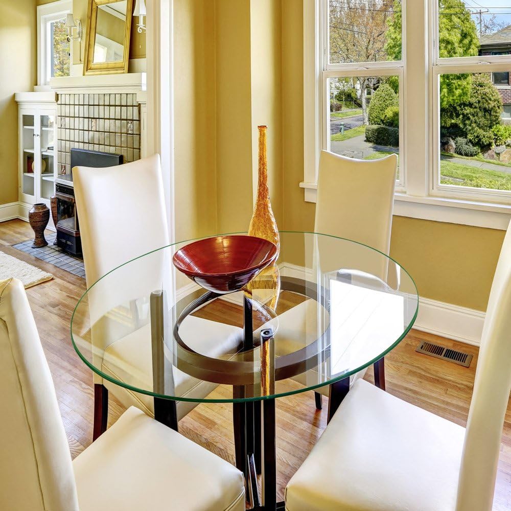 38 inch Round Glass Table Top - Tempered - 1/4" Thick Glass Surface, Saf...