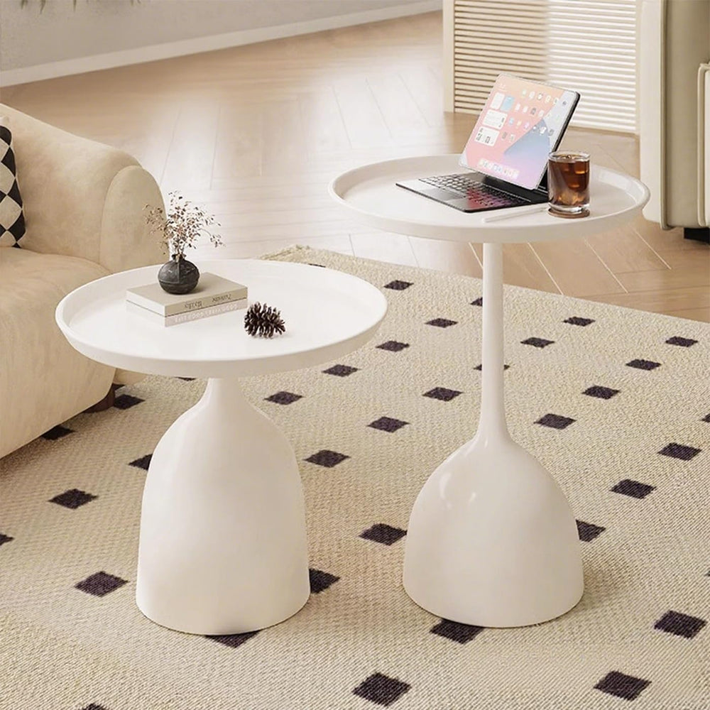 Gdrasuya10 Round Neating Tables Set of 2, White Side Table End Table Metal Ne...
