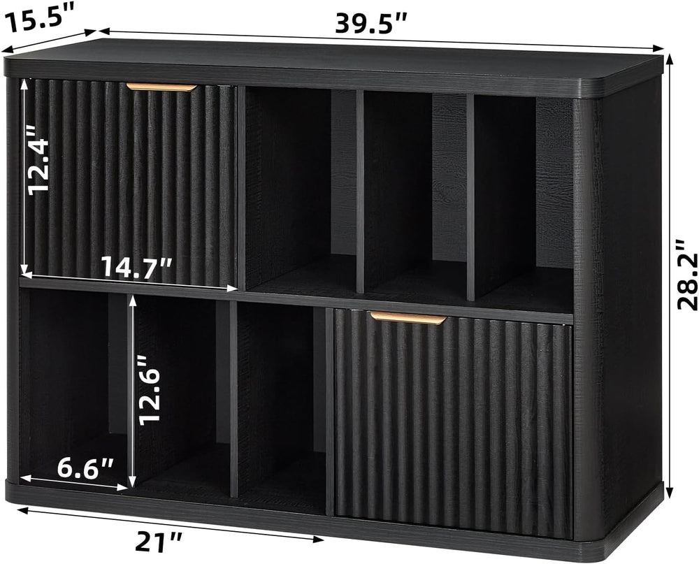 LEYAOYAO Large Record Player Stand with Vinyl Storage Up to 450 Albums, Wood ...