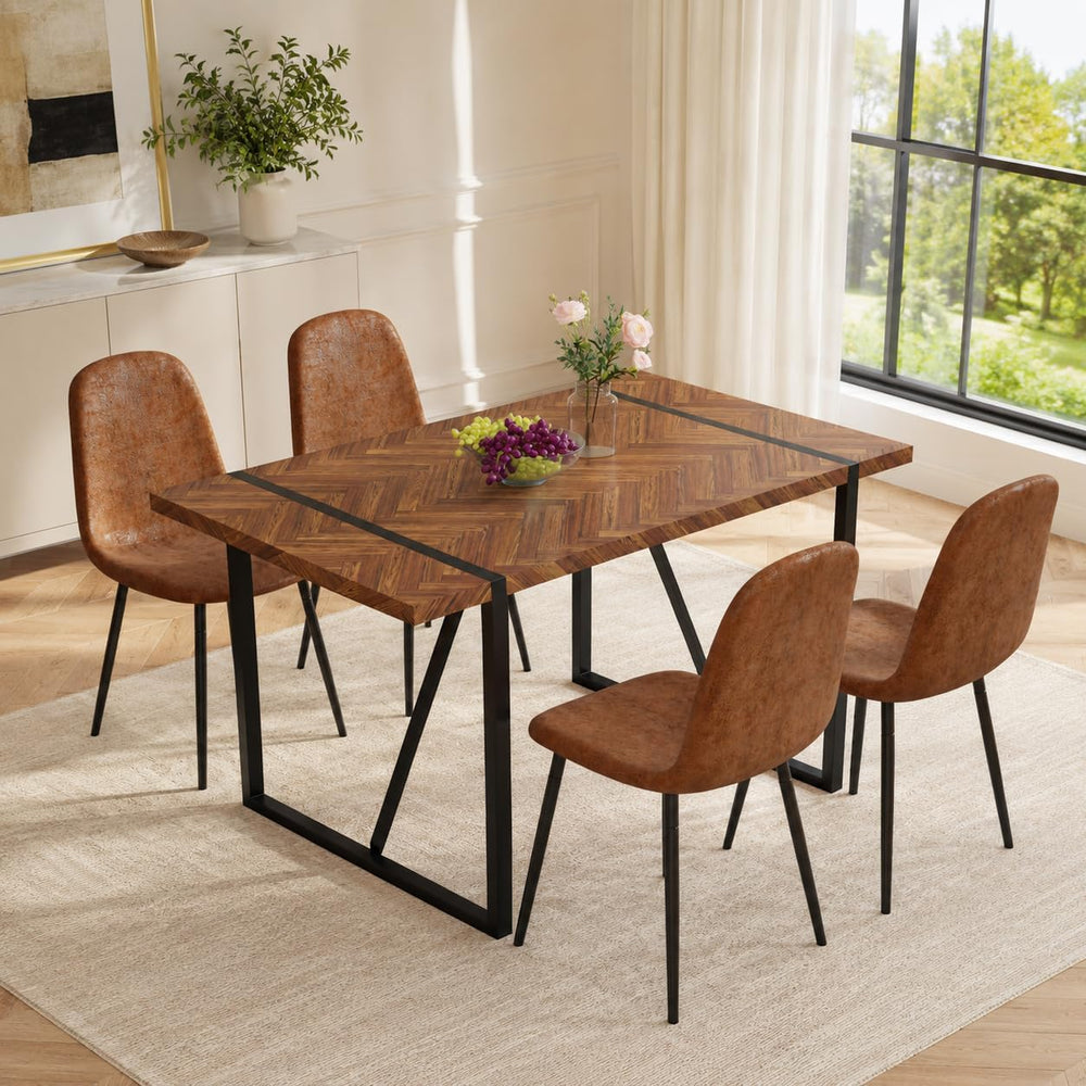FURNITO 55" Dining Room Table Set for 4, Mid Century Modern Dining Table...