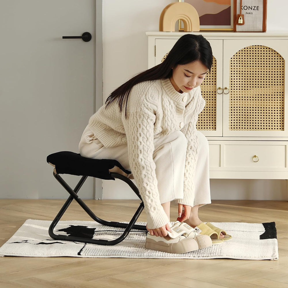 LITA Folding Footrest Stool, Portable Ottoman Foot Rest, Upholstered Small Fo...