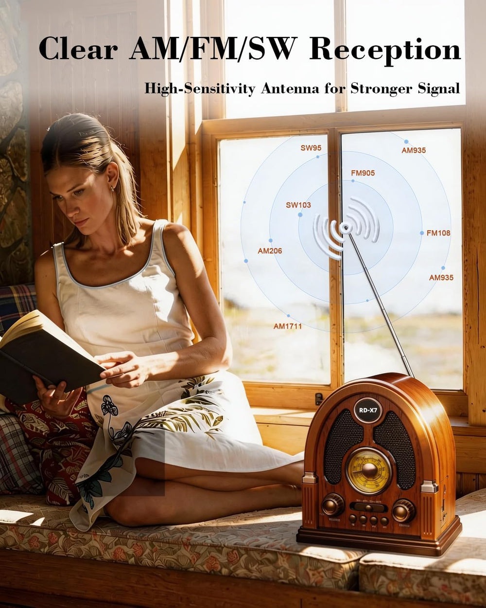Portable Vintage AM/FM/SW Radio with Bluetooth Speaker, Retro Design