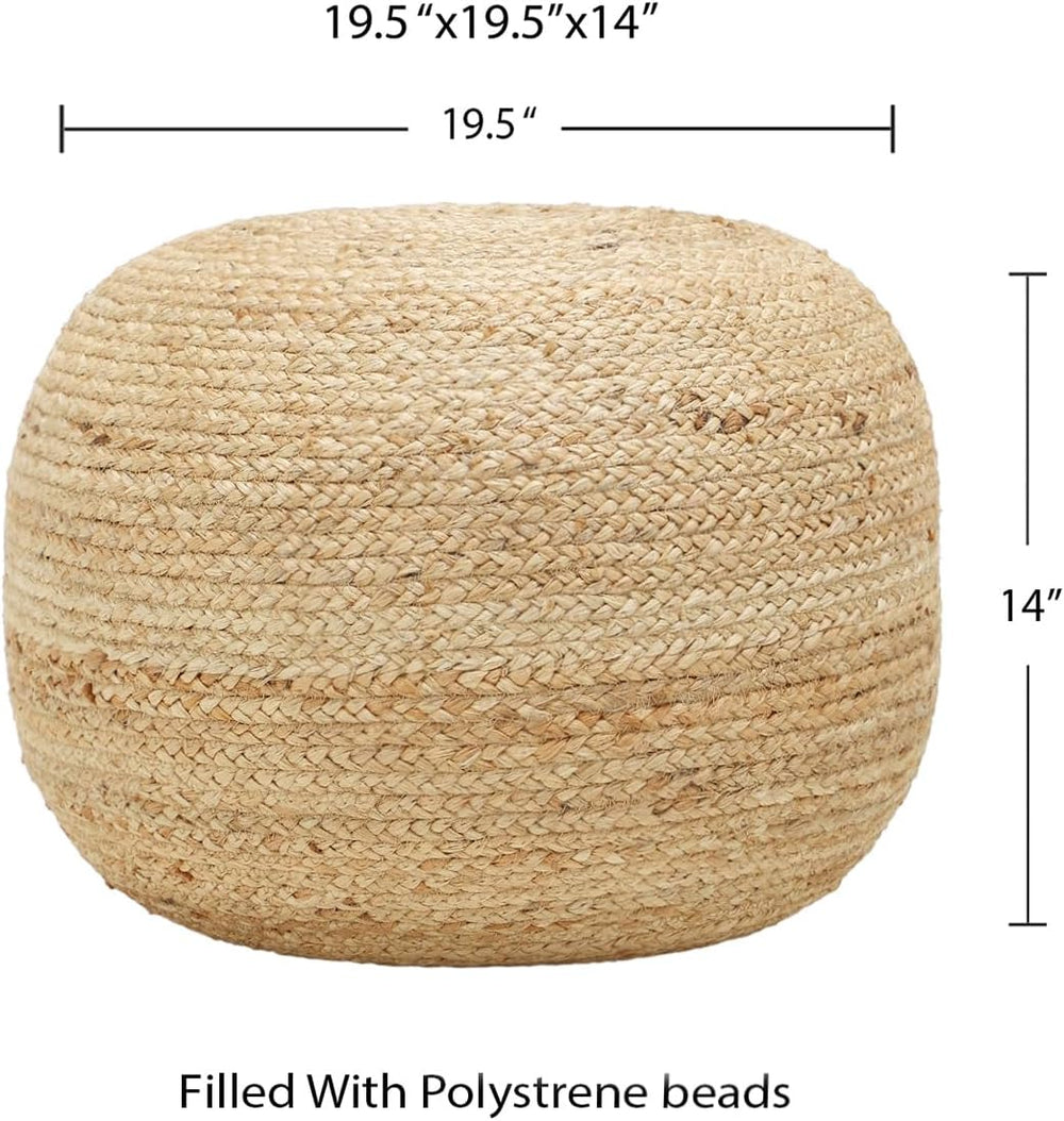 · REDEARTH · Jute Pouf Ottoman - Circular Boho Foot Stool - Jute Natural | Ju...