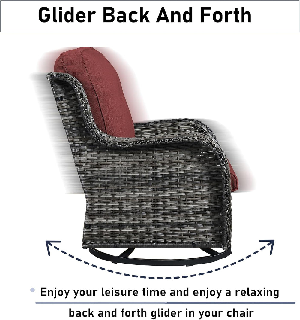 Patio Furniture Set with Swivel Chairs, 5 Pieces Outdoor Wicker Furniture Set...