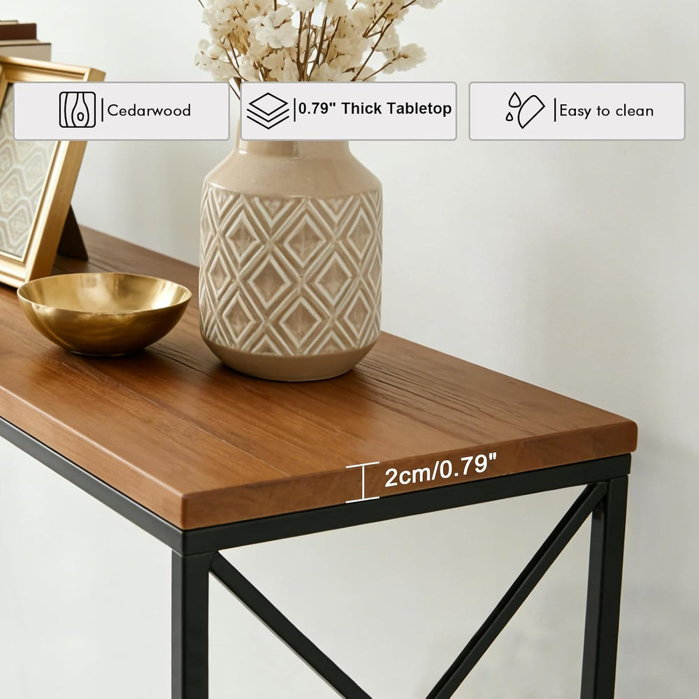 DDK 40" Narrow Console Table, Thin Sofa Side Entryway Table with X-Shape...