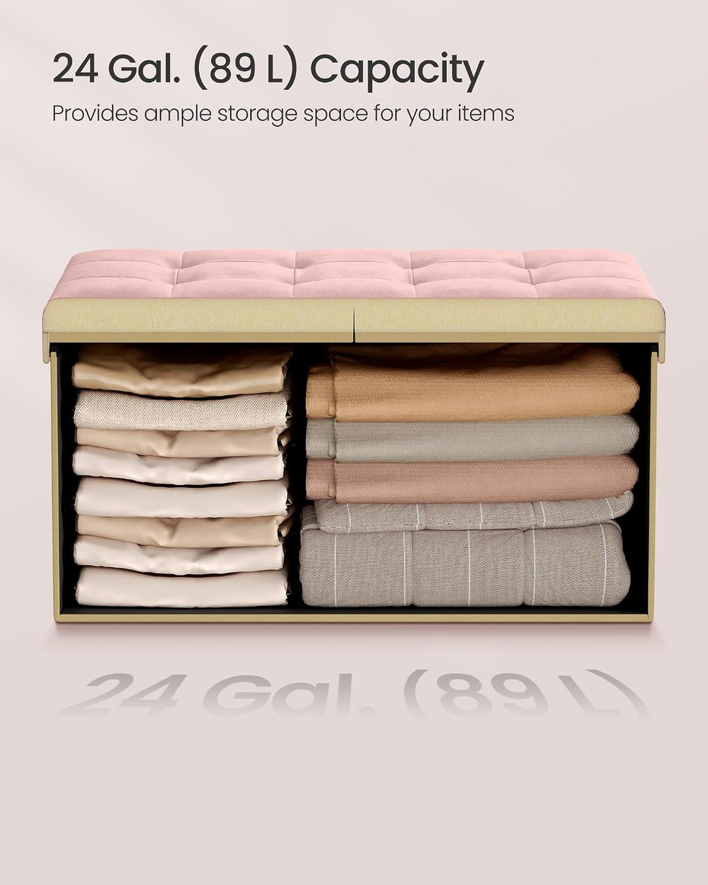 SONGMICS Mazie Collection - 30 Inches Storage Ottoman, Foldable Storage Bench...