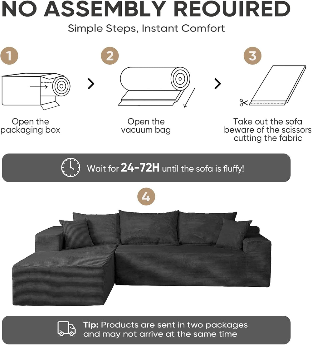 Couch, 102.4" Sectional Couches for Living Room with L Shape Sofa | Clou...