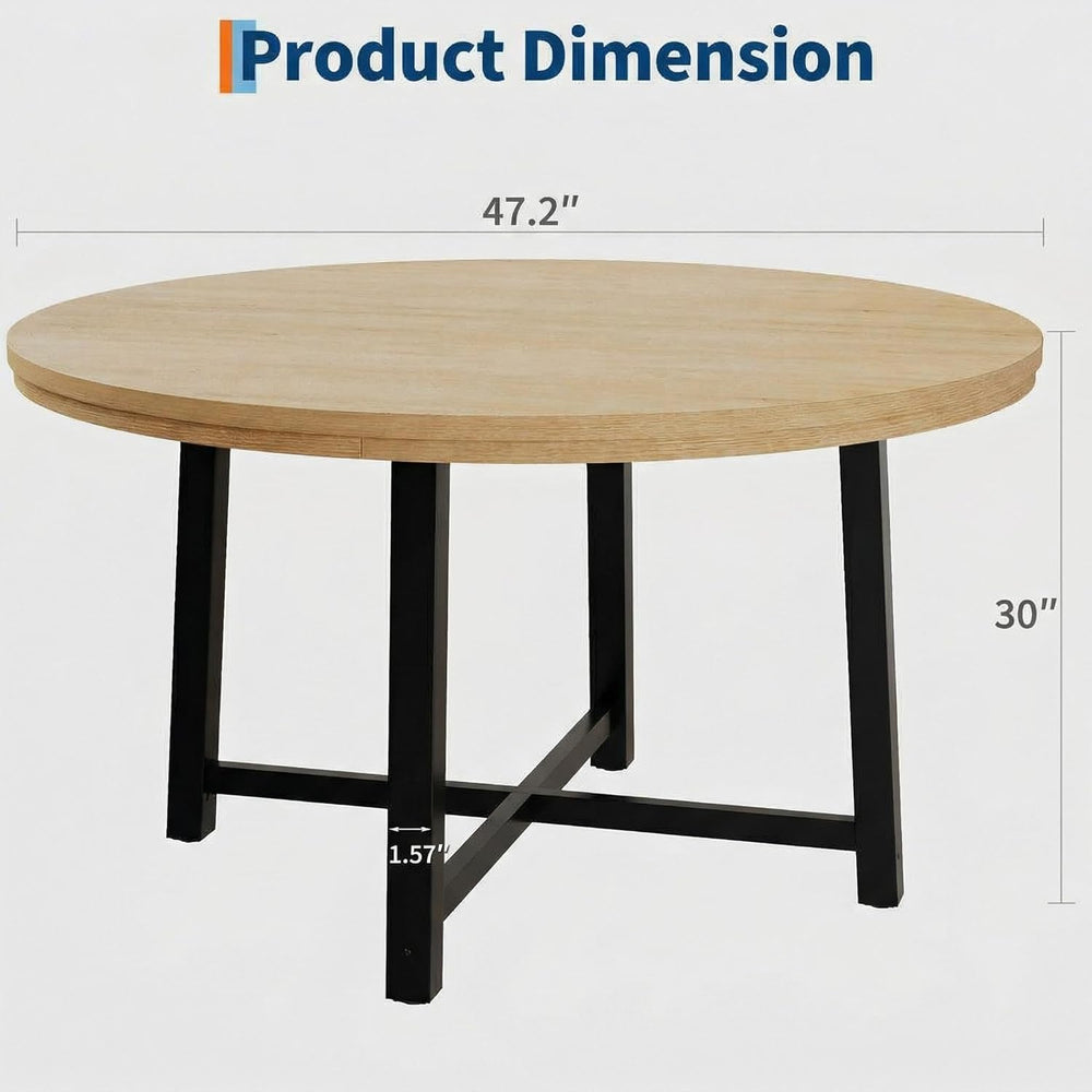IDEALHOUSE 47" Round Dining Table for 4, Kitchen Dining Room Table with ...