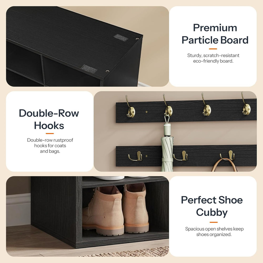 HOOBRO Shoe Storage Bench with Cushion, 39.4" L Entryway Bench with 12 C...