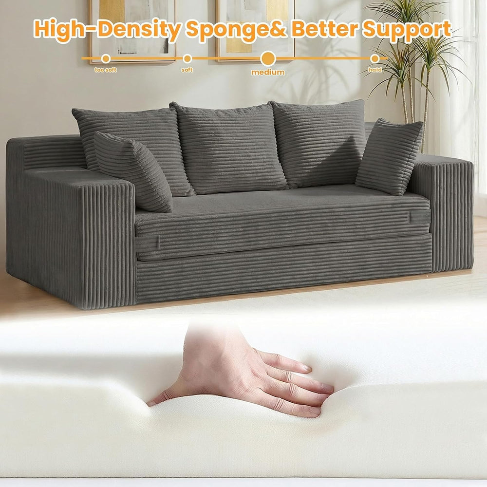 Oversized Loveseat, 3 Seater Pull Out Convertible Sofa Bed, 70" Gray Cou...