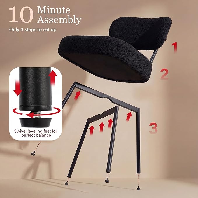 Dining Chairs, Black Boucle Dining Chairs, Kitchen Dining Room Chairs Curved ...