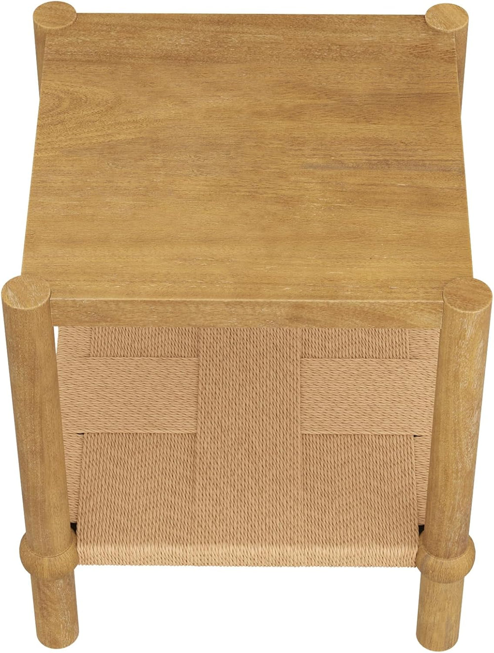 Nathan James River Modern Coastal Side Table with Solid Wood Legs and Seagras...