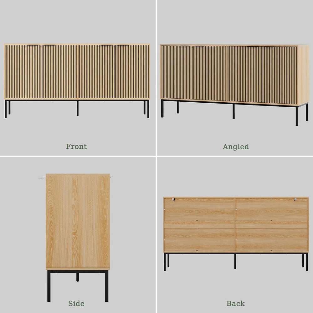 Sideboard Buffet Cabinet with 4 Doors, 63" Kitchen Accent Storage Cabine...