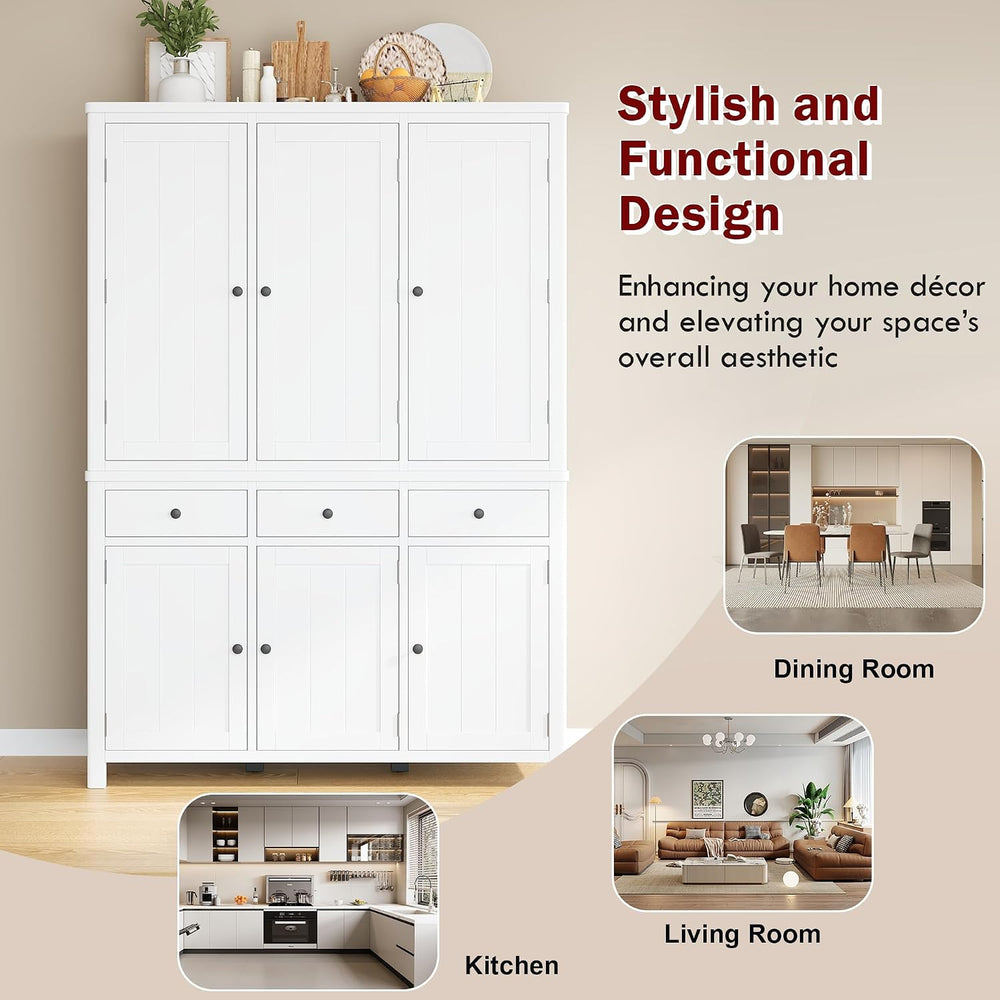 Farmhouse 74.8''H High Freestanding Kitchen Pantry,Large Cupboard Sto...