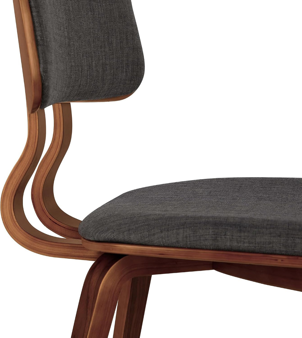Armen Living Jaguar Dining Chair in Charcoal Fabric and Walnut Wood Finish,Ch...
