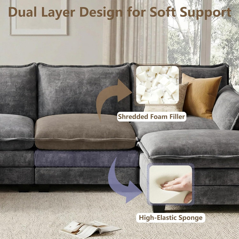 Modular Sectional Couch for Living Room, U Shaped Comfy Sofa | Comfortable Fo...