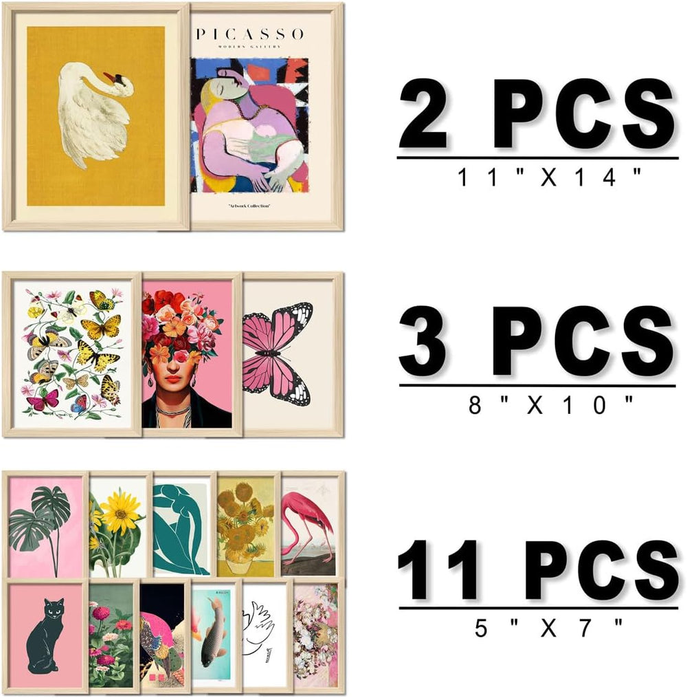 16 PCS Framed Eclectic Wall Art Decor, Modern Maximalist Home Gallery Wall Fr...