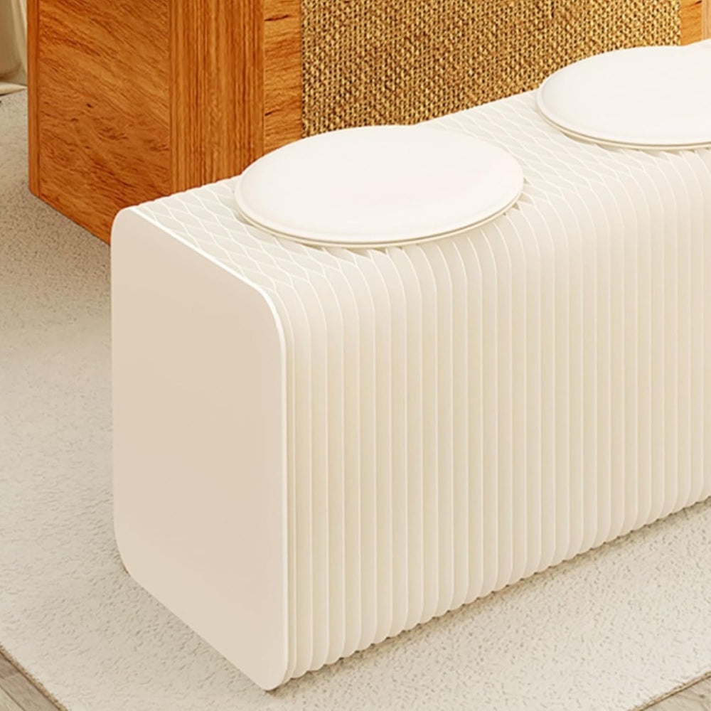 Foldable Paper Stool with 2 PU Cushion, 3.9ft Accordion Paper Stool Folding C...