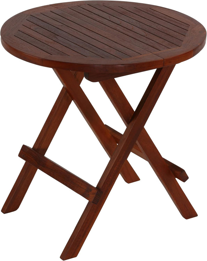 Bare Decor Karlyn Round Folding End Table in Teak Wood, 20"