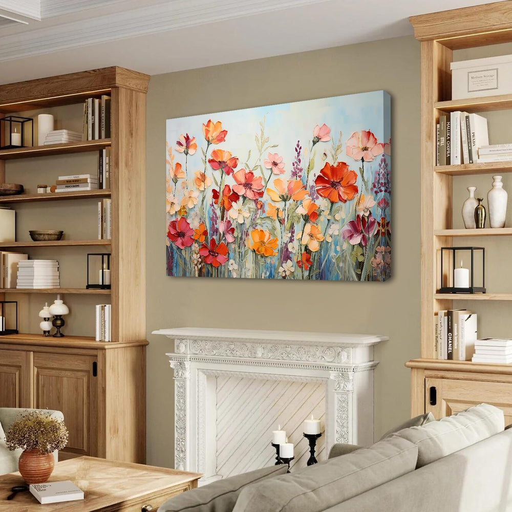 Large Flower Wall Art Abstract Poppy Floral Pictures Wall Decor 32x48"