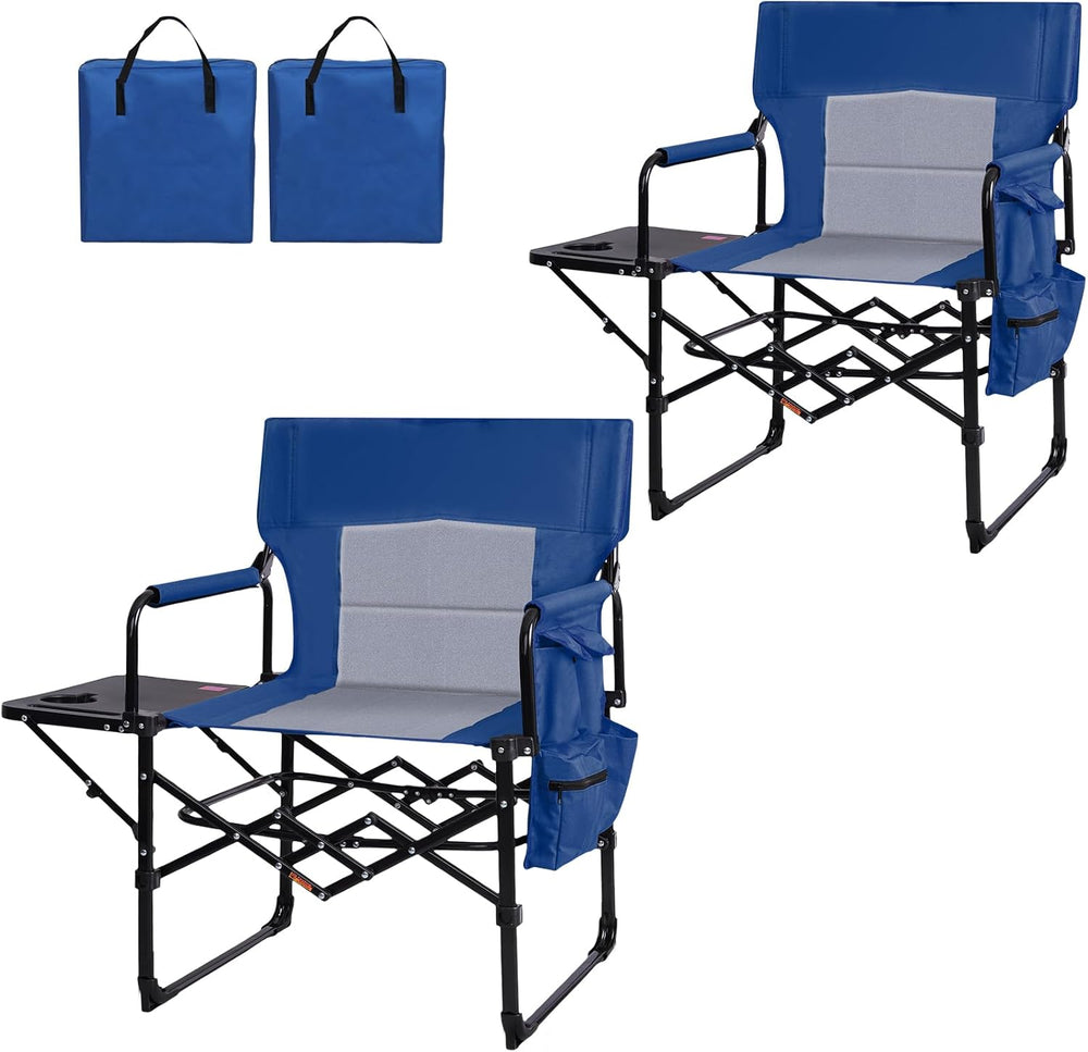 2 Pack Directors Chair with Side Table, Heavy Duty Folding Camping Chair for ...