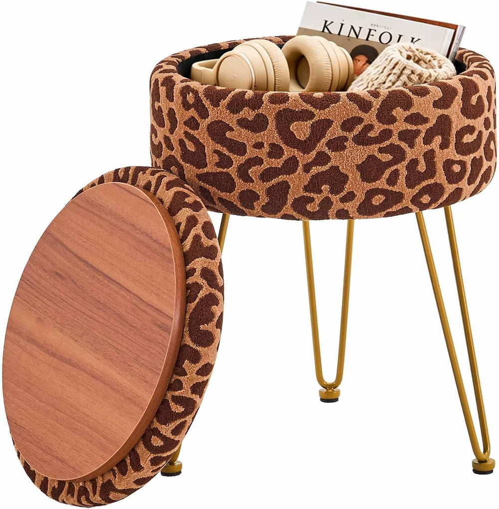 Ottomans Round Ottoman with Storage Footstools Vanity Chair | Coffee Table Ot...