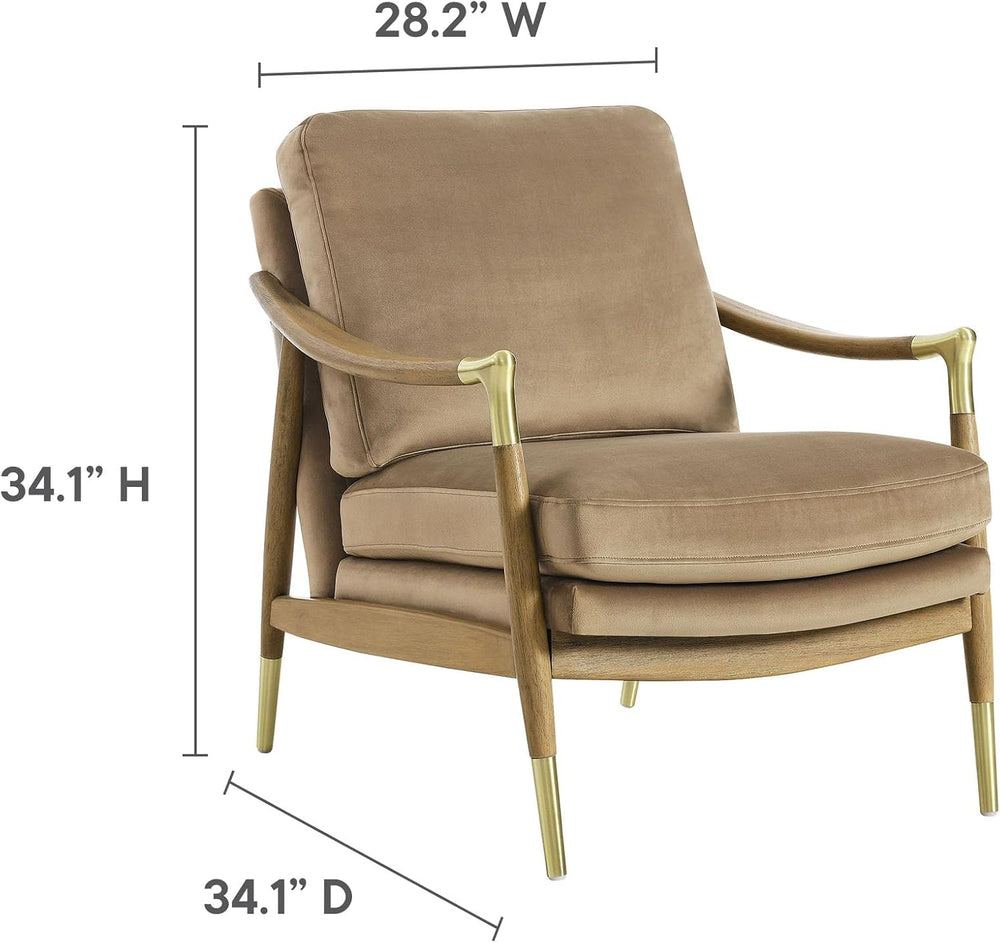 Modway Langford Stain-Resistant Performance Velvet Armchair – Mid Century Mod...