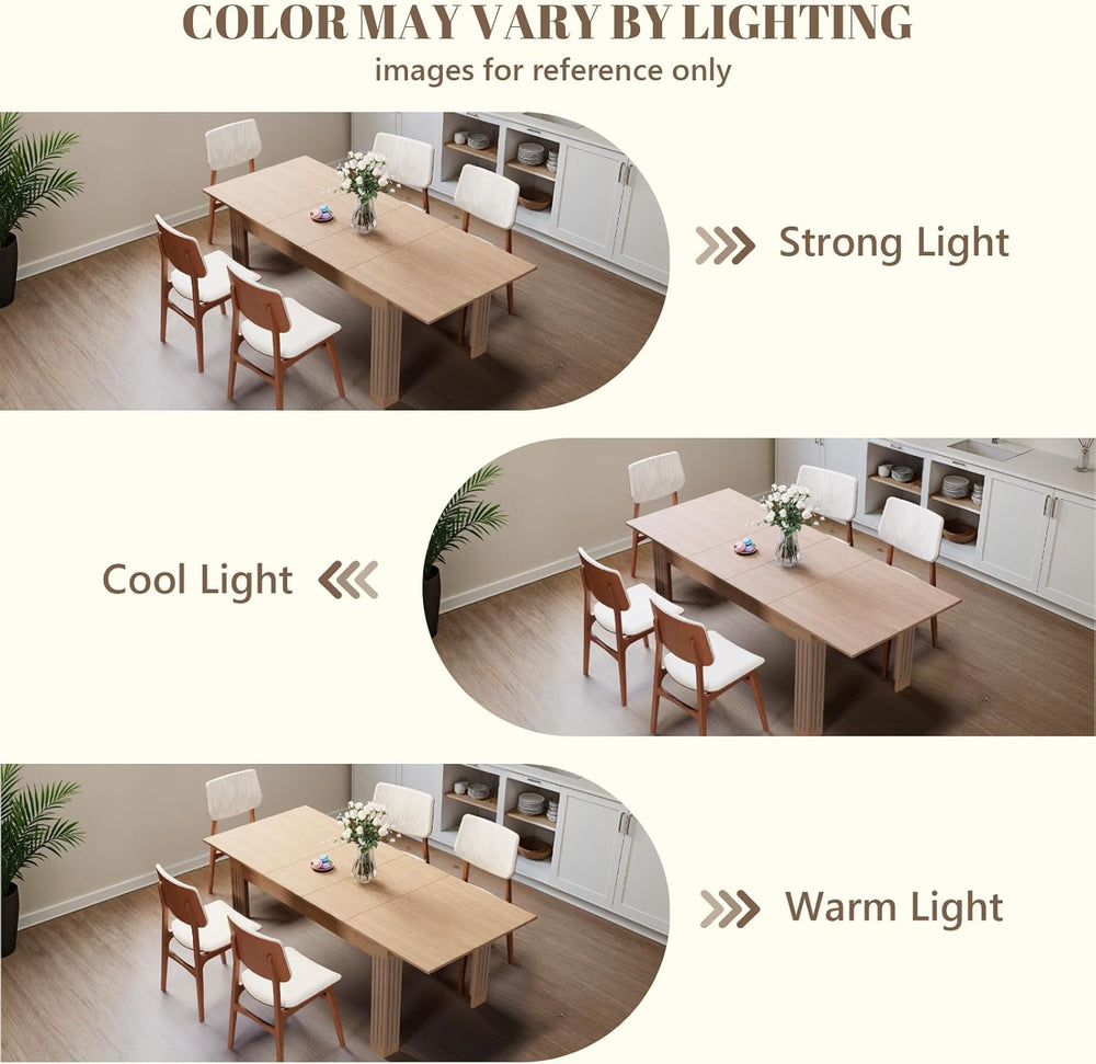 Expandable Dining Table for 4-10 People, 54 to 85 Inch Rectangular Kitchen Ta...