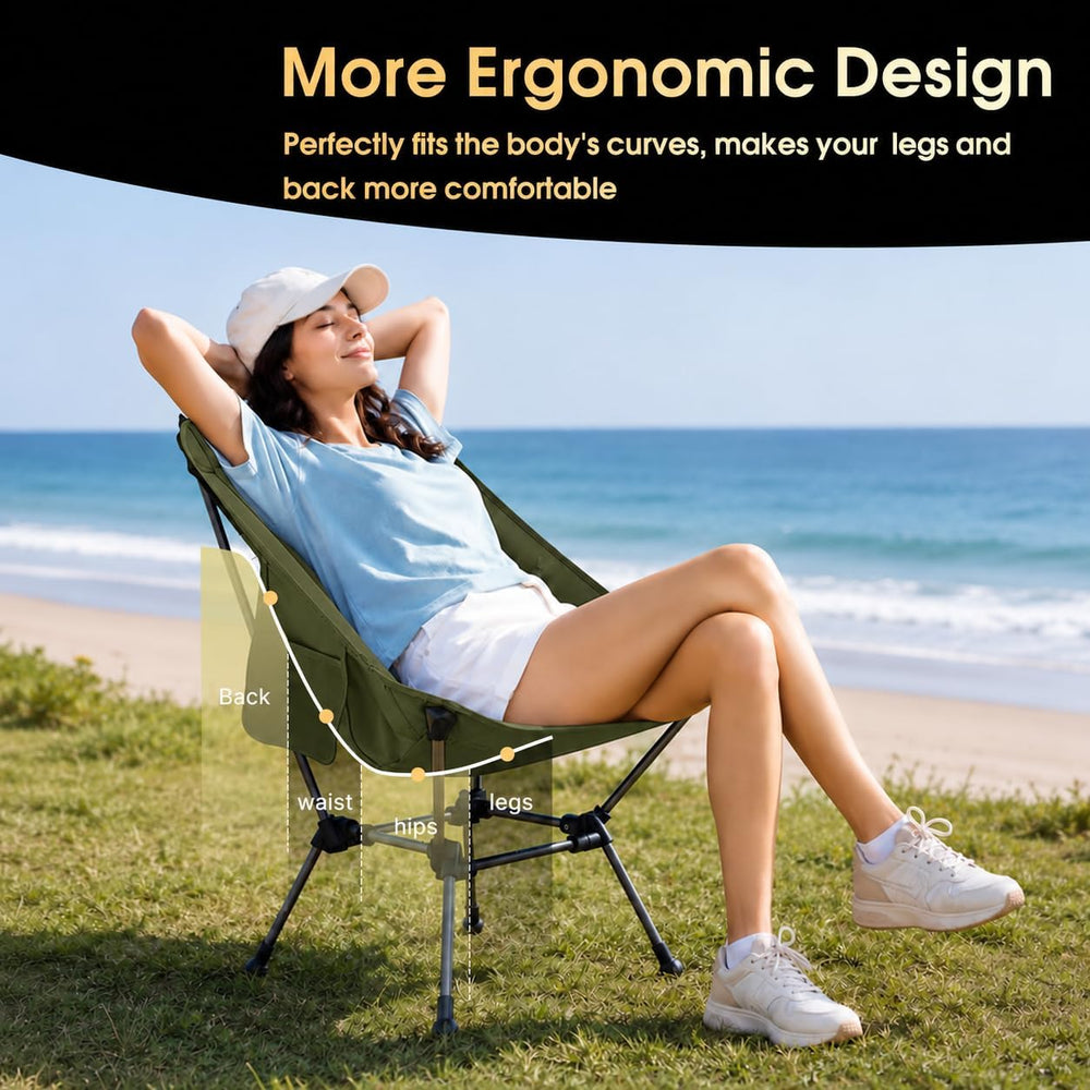 MOON LENCE Portable Camping Chair Plus, Larger & Roomier, Compact and Lig...