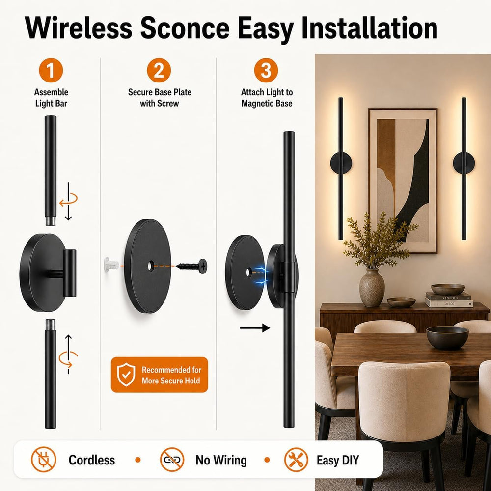 Battery Operated Wall Sconces Set of 2, Remote & Touch Control
