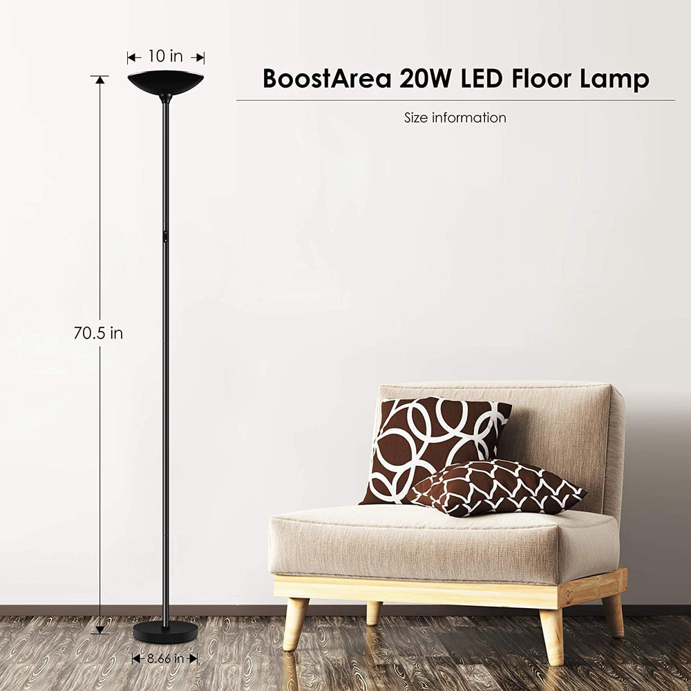 BoostArea Touch Floor Lamp,22W 2200LM LED Torchiere Floor Lamps, Stepless Dim...