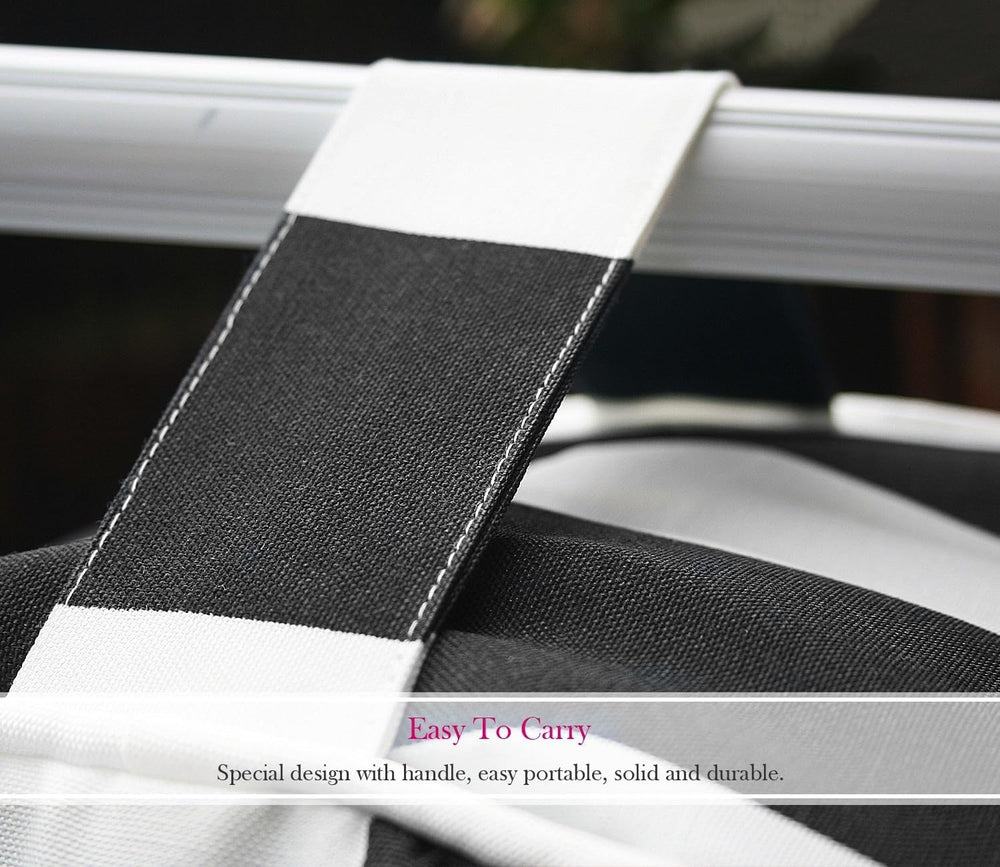 Outdoor Inflatable Ottomans with Insert Round 21x9 Inch Black Striped Pattern...