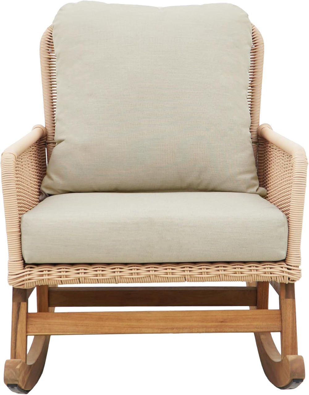 Rocking Chair with Padded Cushions, Modern Glider Chair, Wooden Frame with Ra...