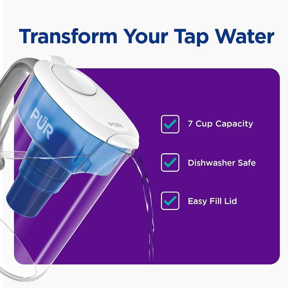 PUR 7-Cup Pitcher Water Filter with 1 Genuine PUR Filter- Small Capacity, 2-i...