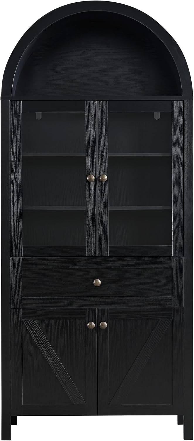 JIJIWANG Dome Kitchen Pantry Storage Cabinet with Doors & Adjustable Shel...