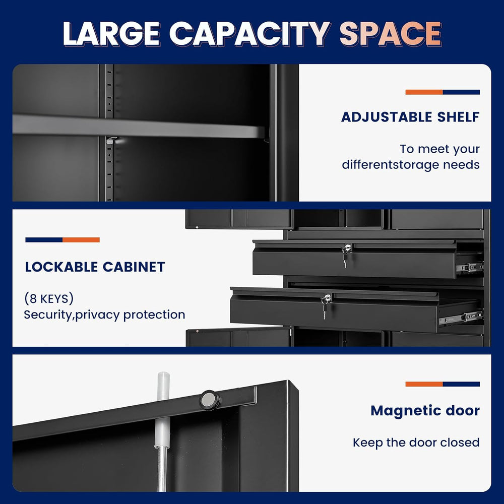 Yizosh Metal Garage Storage Cabinet with Locking Doors and Adjustable Shelves...