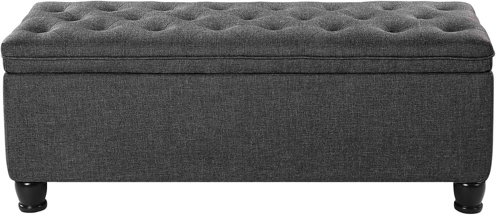SONGMICS Storage Ottoman, 46.5 Inches Bedroom Bench, Solid Wood Legs