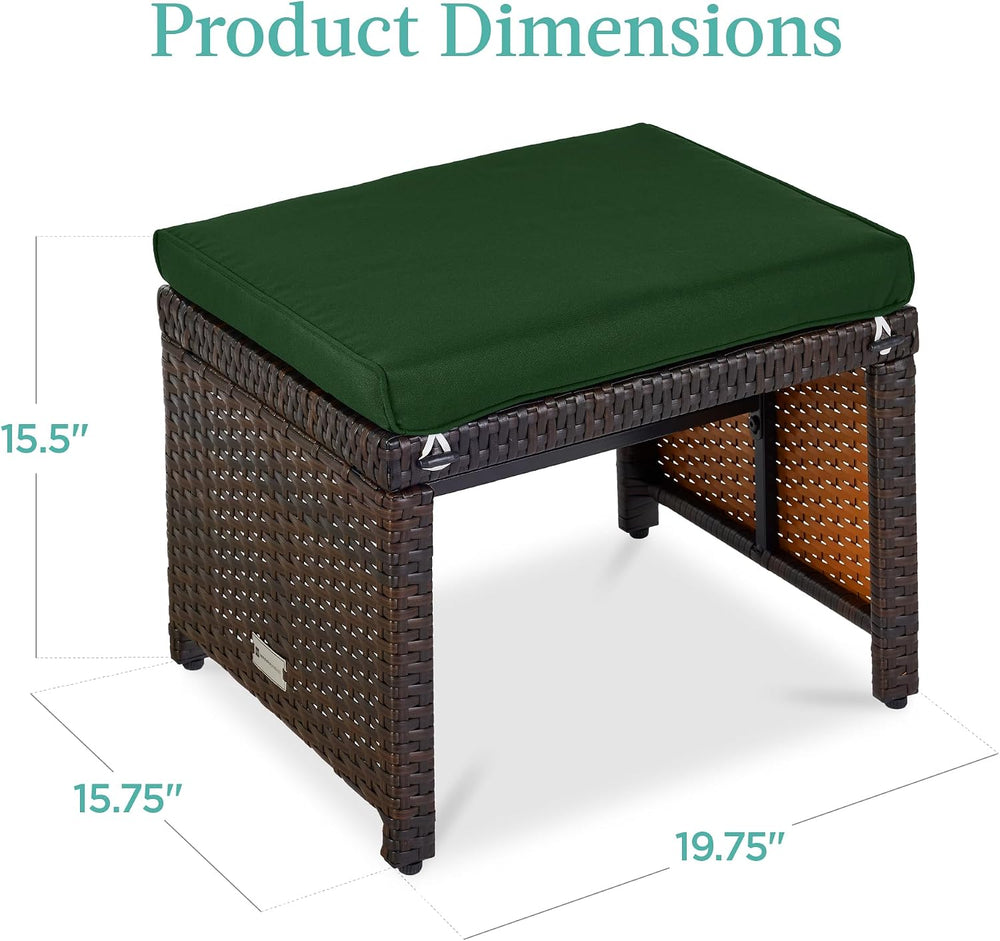 Best Choice Products Set of 2 Wicker Ottomans, Multipurpose Outdoor Furniture...