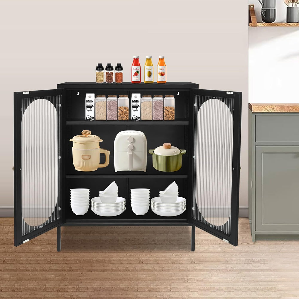 Xuthusman 3 Tier Floor Storage Cabinet, Freestanding Storage Unit with Adjust...