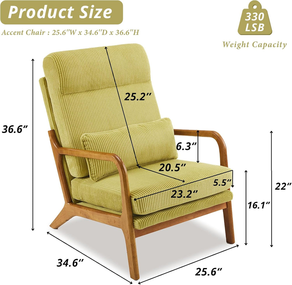 Karl home Accent Chair High Back Mid-Century Modern, Green