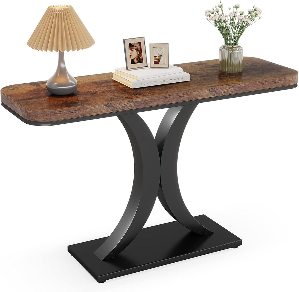 LITTLE TREE Industrial Entryway Console Table, Compact Foyer Hallway Accent T...